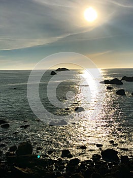 Sunset over the ocean in northern california