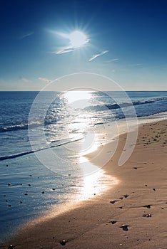 Sunset over ocean vertical image