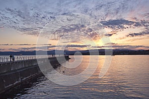 Sunset over the Ogden point, Victoria, BC, Canada