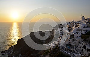 Sunset over Oia, Santorini Greek Island