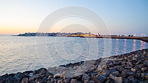 sunset over old town of nessebar in bulgaria....IMAGE