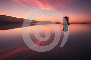 Sunset over the Orbetello lagoon