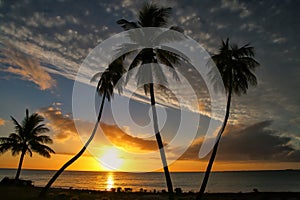 Sunset over Ouvea lagoon on Ouvea Island, Loyalty Islands, New Caledonia