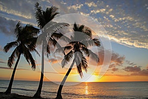 Sunset over Ouvea lagoon on Ouvea Island, Loyalty Islands, New Caledonia