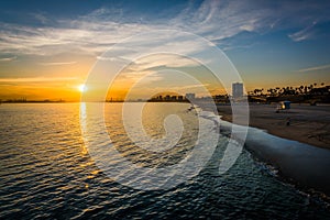 Sunset over the Pacific Ocean, in Long Beach