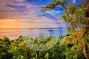 Sunset over the Pacific Ocean from Manuel Antonio, Costa Rica