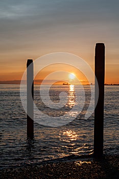 Sunset over the Pacific ocean