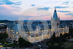 Sunset over Palace of Culture, Iasi, Romania