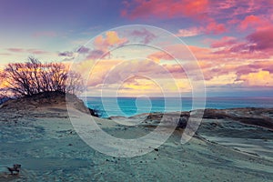 Sunset over Parnidis dune photo