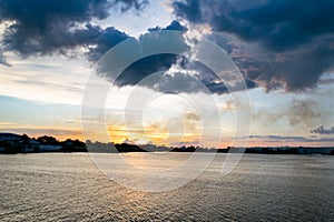 Sunset over the Peten Itza lake, Flores, Guatemala