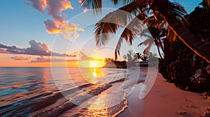 Beautiful Sunset Over Pink Sand Beach in Hamilton, Bermuda