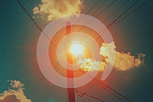 Sunset Over Power Lines