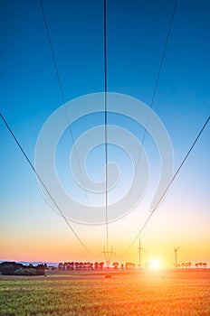 Sunset over the powerline