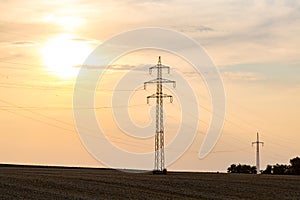 Sunset over the powerlines