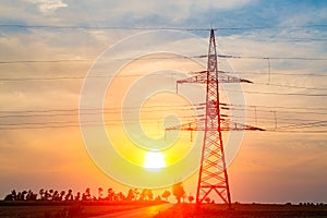 Sunset over the powerlines