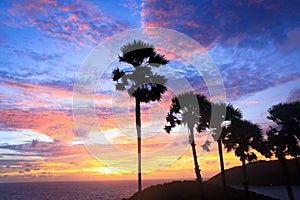 Sunset over the Prom Thep Cape in Thailand