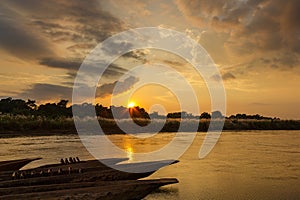 Sunset over the Rapti river in Sauraha.