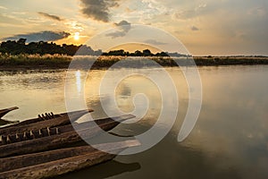 Sunset over the Rapti river in Sauraha.