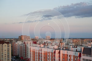 Sunset over a residential apartment houses