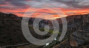 Sunset over Riaza canyon in Segovia