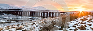Sunset over the Ribblehead viaduct