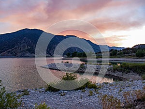 Sunset over Rifle Gap Reservoir in Colorado