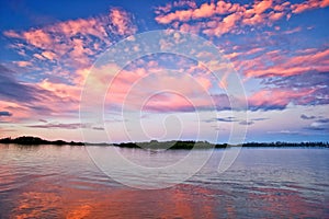 Sunset over the river