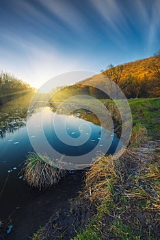 Sunset over the river