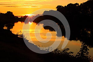 Sunset over river Elbe