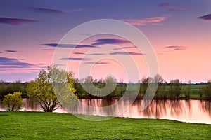 Sunset over river, Gelderland