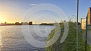 Sunset over the river Rotte at Oud Verlaat