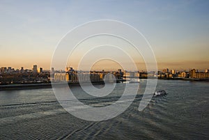 Sunset over river thames