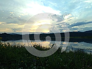 Sunset over the riverside