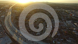 Sunset Over Riverside, California, Aerial View, Downtown, Amazing Landscape