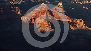 Sunset over Rock Formations in The Grand Canyon