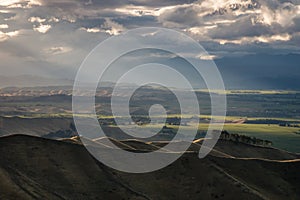 Sunset over rolling hills