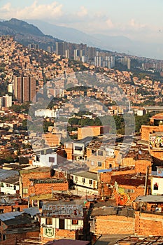 Sunset over the rooftops of Medellin, Colombia