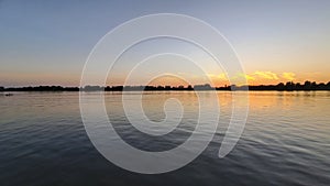 Sunset over the Rottemeren and river Rotte at Zevenhuizen