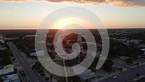 Sunset Over Round Rock, Texas, Aerial View, Downtown, Amazing Landscape