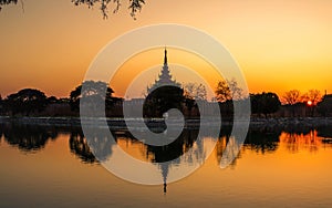 Sunset at royal palace, Mandalay, Myanmar. photo