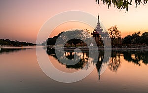 Sunset at royal palace, Mandalay, Myanmar. photo