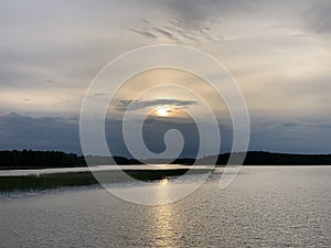 Sunset over SaadjÃ¤rv lake in Tartu vald, Tartu maakond, Estonia, June 2021