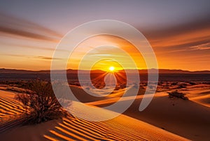Sunset over the Sahara desert, Merzouga, Morocco