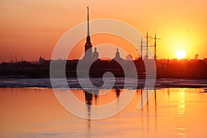 Sunset over Saint Petersburg, Russia