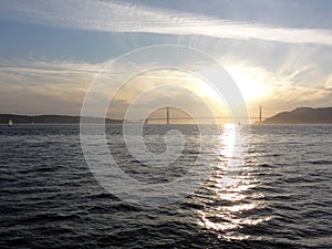 Sunset over San Francisco Bay and the Golden Gate Bridge