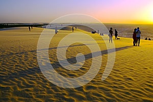 Sunset over sand dunes