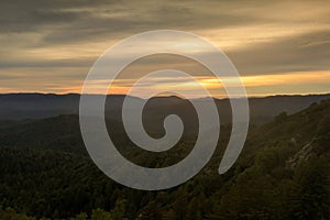 Sunset over Santa Cruz Mountains via Saratoga Gap Trail at Castle Rock State Park