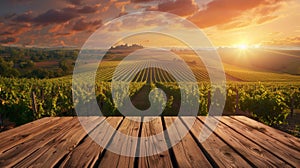 A Sunset Over Scenic Vineyard.AI generated image