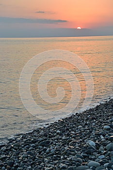 Sunset over the sea in the Bay of Imereti
