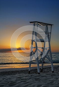 Sunset over sea at Montego Bay, Jamaica.